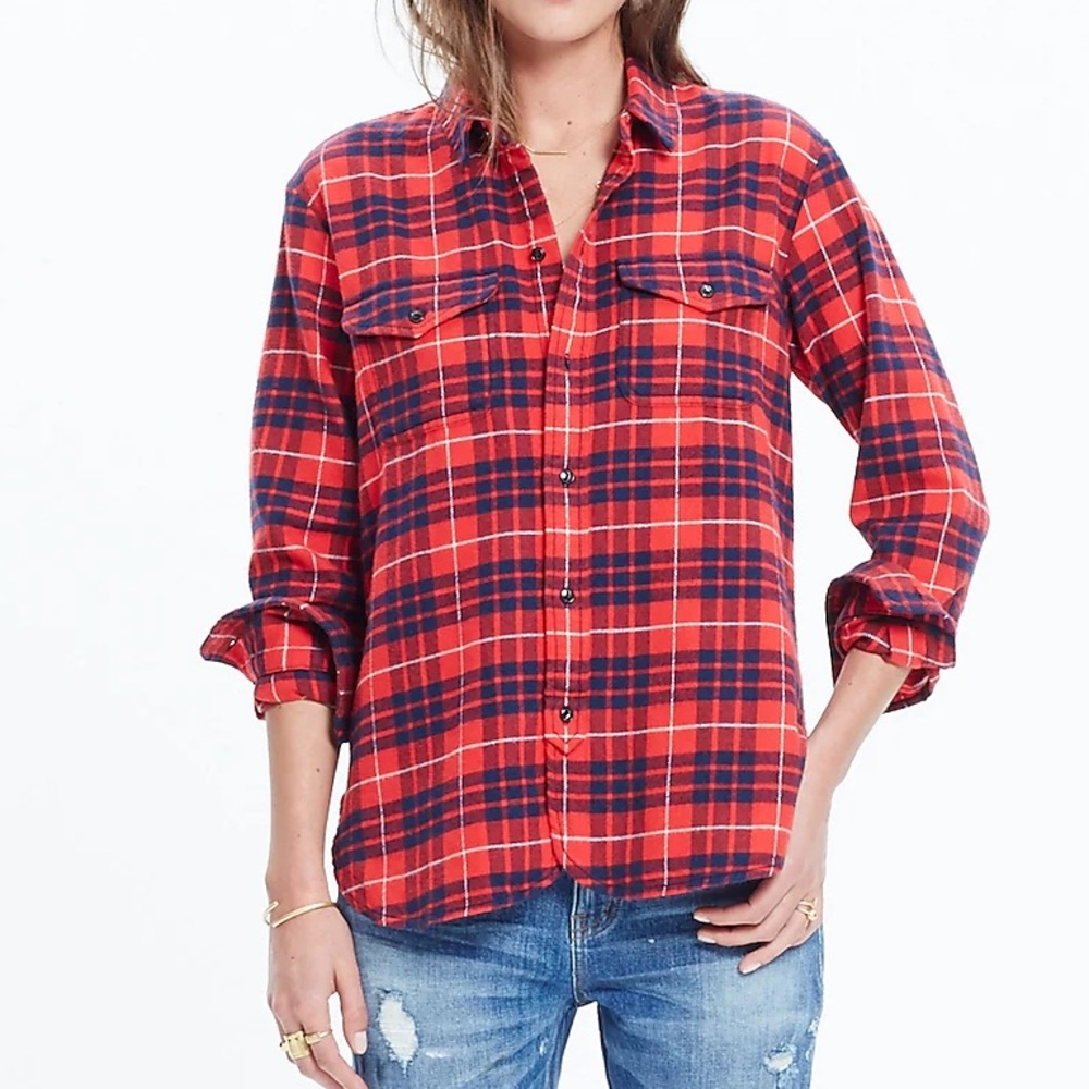 Madewell Flannel Cargo Workshirt in Altamira Plaid XS